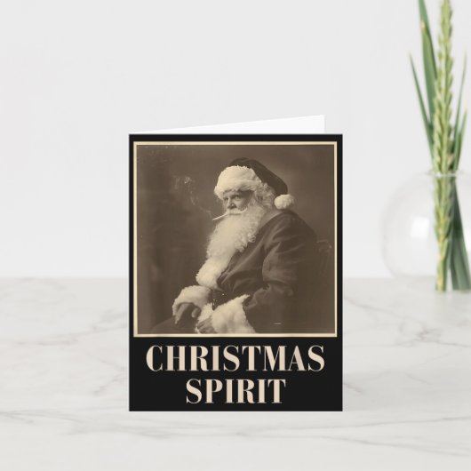 Carte Funny Smoking Santa Claus Christmas Srit Vintage (Devant)