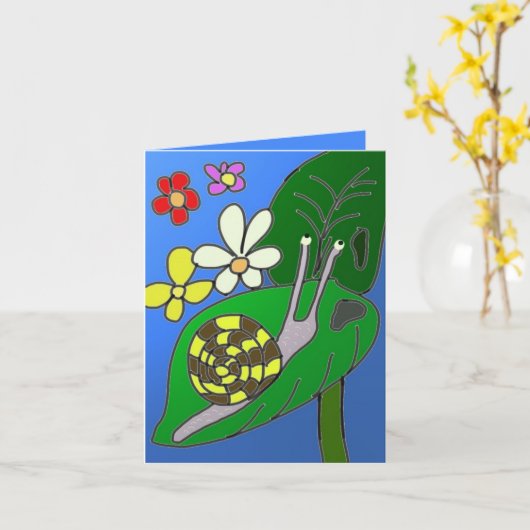 Carte Funny Snail modifiable (Fleur jaune)