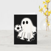 Carte Funny Soccer Ghost Playing Soccer Lovers Halloween (Fleur jaune)