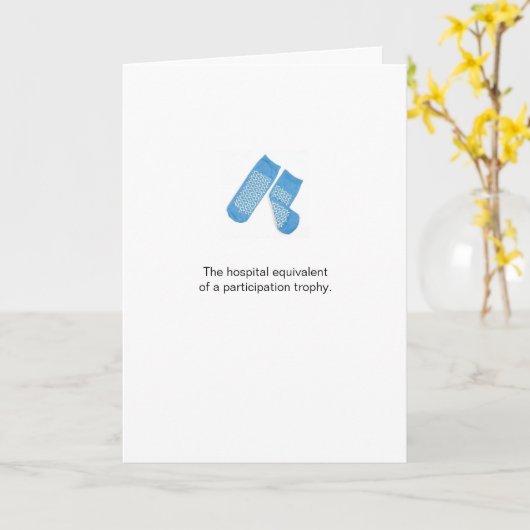 Carte Funny Socks Participation Trophy Get Well (Fleur jaune)