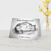 Carte Funny somnolent chat personnalisable avant à l'int (Fleur jaune)