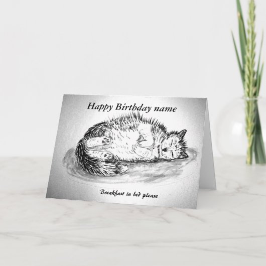 Carte Funny somnolent chat personnalisable avant à l'int (Devant)