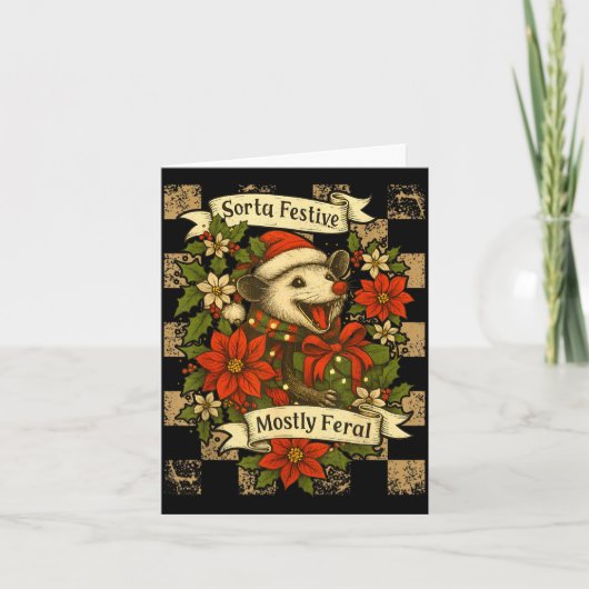 Carte Funny Sorta Festive Mostly Feral Ssum Christmas Os (Devant)
