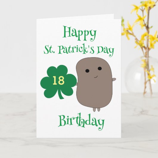 Carte Funny St. Patrick's Day 18e anniversaire (Fleur jaune)