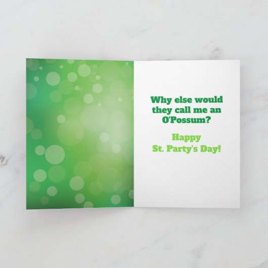 Carte Funny St. Patrick's Day Irish O'Possum (Intérieur)