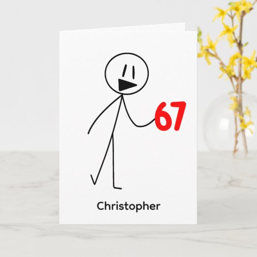 Carte Funny Stick Figure 67 Meme Birthday (Fleur jaune)