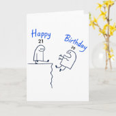 Carte Funny Stick Figure Meme Birthday |Customizable Age (Fleur jaune)