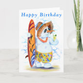 Carte Funny Summer Snowman Surfer (Devant)