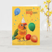 Carte Funny Sun Conure Parrot Birthday (Fleur jaune)
