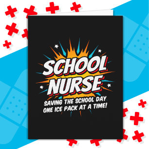Carte Funny Superhero École infirmière appréciation