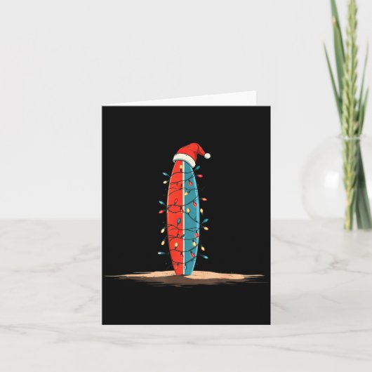 Carte Funny Surf Christmas Lights Lover Surfboard Surfin (Devant)