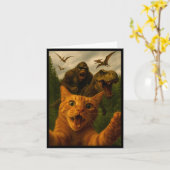 Carte Funny Surprised Ed Cat Selfie With Bigfoot T-rex  (Fleur jaune)