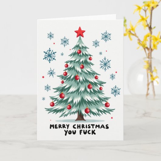 Carte Funny Sweary Christmas Tree Card (Fleur jaune)