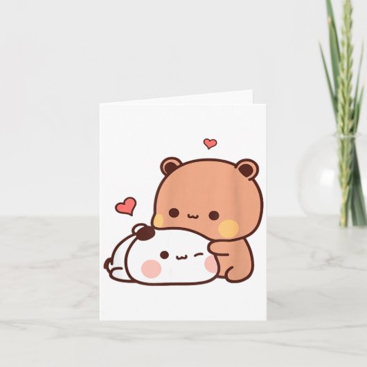 Carte Funny Sweet Kawaii Kp Bear Panda Hugging Couple Lo (Devant)