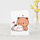 Carte Funny Sweet Kawaii Kp Bear Panda Hugging Couple Lo (Fleur jaune)