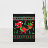 Carte Funny T-rex Dinosaur Ugly Christmas Pajama Xmas (Devant)