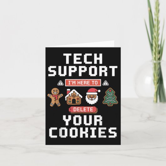 Carte Funny Tech Suprt Here To Delete Cookies Xmas Men W (Devant)