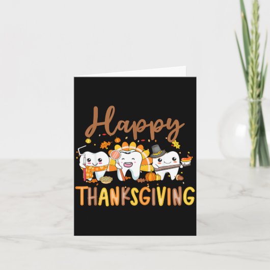 Carte Funny Teeth Thanksgiving Dentist Turkey Dental Squ (Devant)