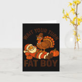 Carte Funny Thanksgiving Christmas Turkey Vs Santa For M (Fleur jaune)
