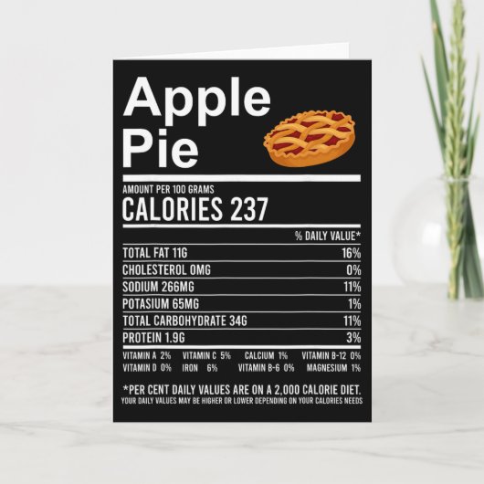 Carte Funny Thanksgiving Food Apparel, Apple Pie Nutriti (Devant)