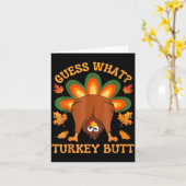 Carte Funny Thanksgiving Kids Joke Meme Guess What Turke (Fleur jaune)
