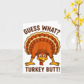 Carte Funny Thanksgiving Kids Joke Meme Guess What Turke (Fleur jaune)