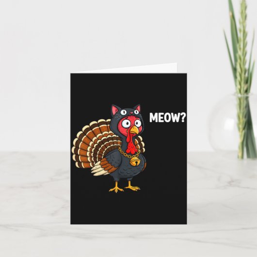Carte Funny Thanksgiving Turkey Meow Cat Disguise Men Wo (Devant)