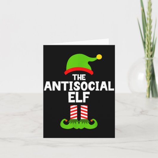 Carte Funny The Antisocial Elf Christmas Family Pajama A (Devant)