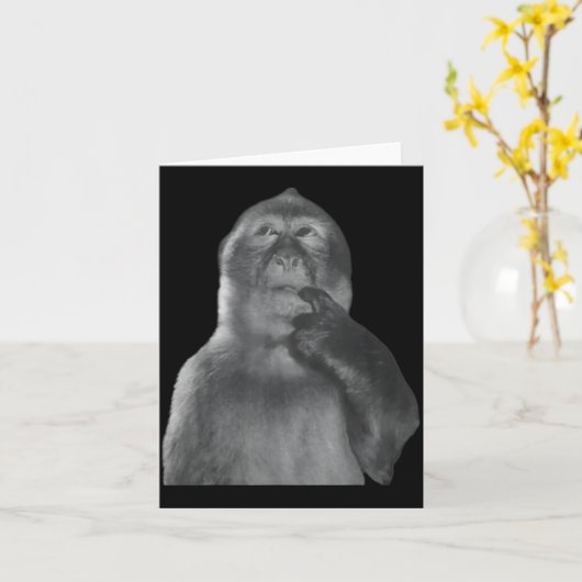 Carte Funny Thinking Monkey Meme Curious Ape Brainrot  (Fleur jaune)