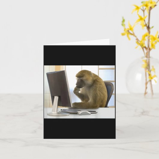 Carte Funny Thinking Monkey Meme Office Curious Ape Brai (Fleur jaune)