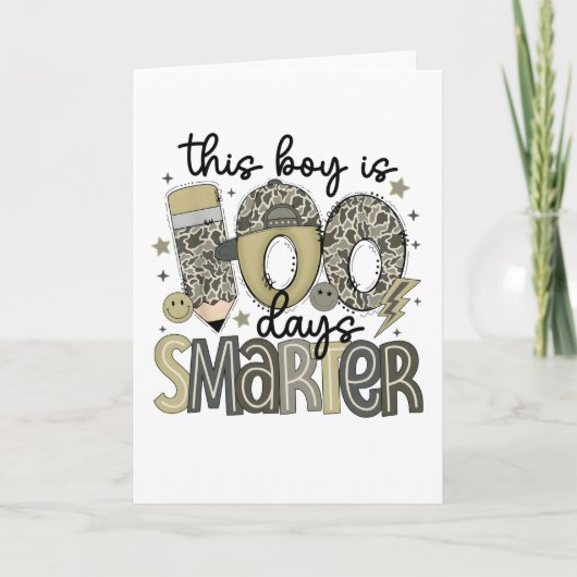 Carte Funny This Boy Is 100 Days Smarter School (Devant)