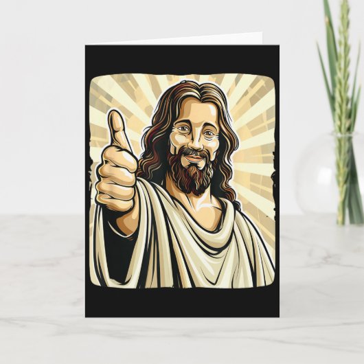 Carte Funny Thumb Up With Jesus Christ Costume  (Devant)
