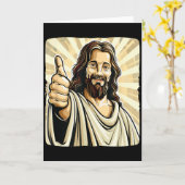 Carte Funny Thumb Up With Jesus Christ Costume  (Fleur jaune)