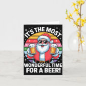 Carte Funny Time For A Beer Santa Christmas  (Fleur jaune)