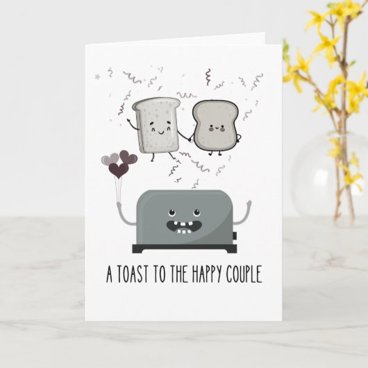 Carte Funny Toaster : Un toast au heureux couple (Fleur jaune)