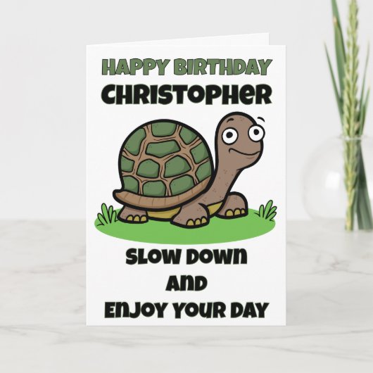 Carte Funny Tortoise Birthday Slow And Steady Custom  (Devant)