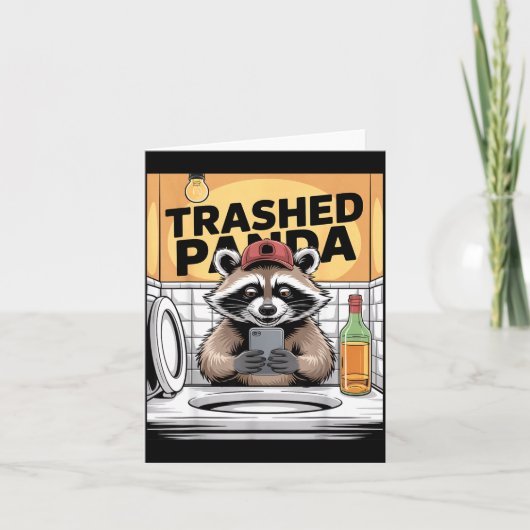 Carte Funny Trashed Panda Raccoon Gets Drunk  (Devant)