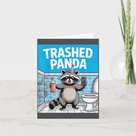 Carte Funny Trashed Panda Raccoon Gets Drunk  (Devant)