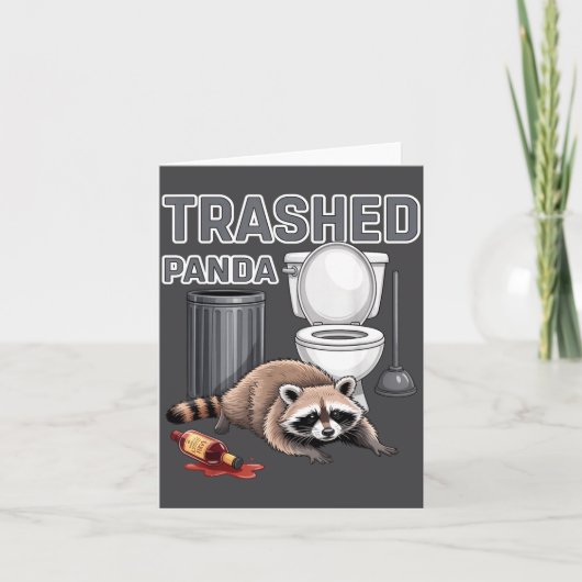 Carte Funny Trashed Panda Raccoon Gets Drunk  (Devant)