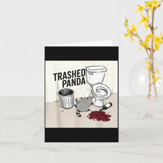 Carte Funny Trashed Panda Racoon Gets Drunk  (Fleur jaune)