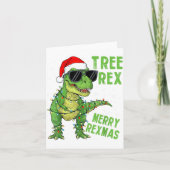 Carte Funny Tree Rex Christmas Dinosaur Santa Hat Lights (Devant)