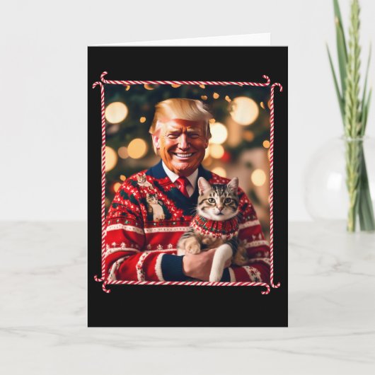 Carte Funny Trump Christmas Sweater For Cat Lovers  (Devant)