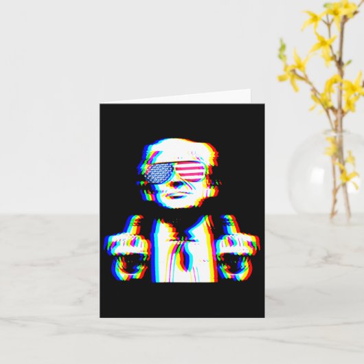 Carte Funny Trump Psychedelic Edm Trippy Vaporwave Techn (Fleur jaune)