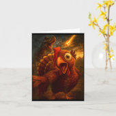 Carte Funny Turkey Selfie With Dinosaur And Meteor Acaly (Fleur jaune)