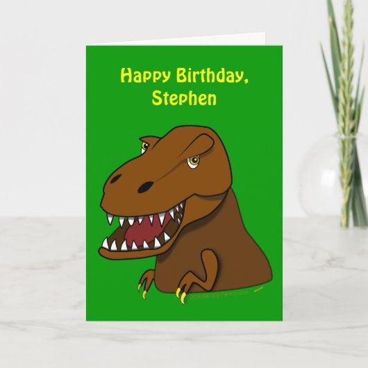 Carte Funny Tyrranosaurus Rex Anniversaire de enfant Nom (Devant)
