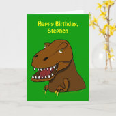 Carte Funny Tyrranosaurus Rex Anniversaire de enfant Nom (Fleur jaune)