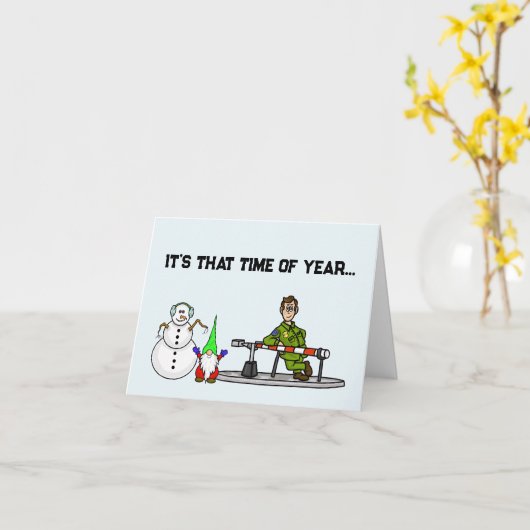 Carte Funny U.S. Border Patrol Snowman et Gnome Card (Fleur jaune)