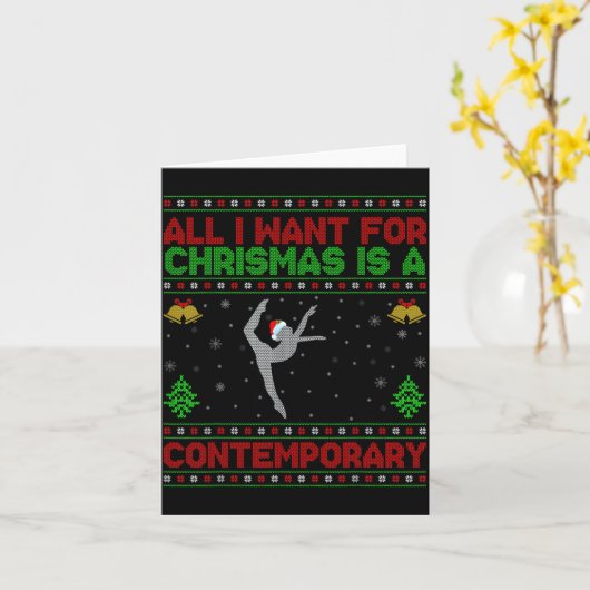 Carte Funny Ugly All I Want For Christmas Is A Contemrar (Fleur jaune)