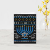 Carte Funny Ugly Hanukkah Sweater Lets Get Lit Menorah J (Fleur jaune)