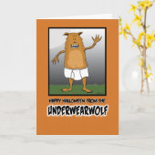 Carte Funny Underwearwolf Halloween (Fleur jaune)